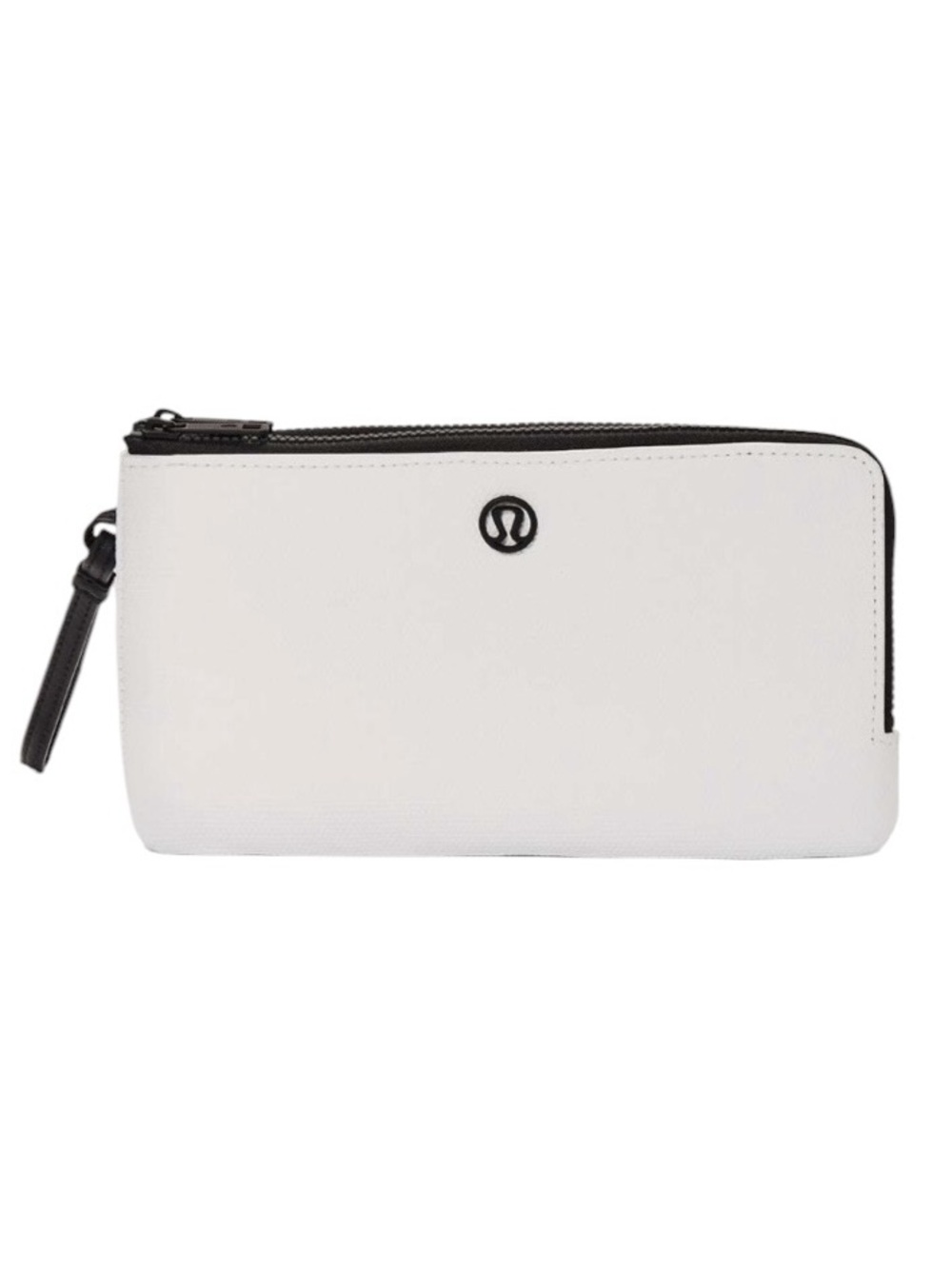 NWOT Lululemon Double Up Pouch White Black Zippered Wrist Strap Logo